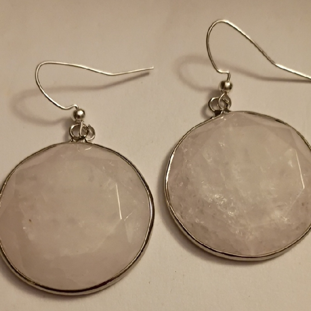 Chic Silver and White Gemstone Earrings